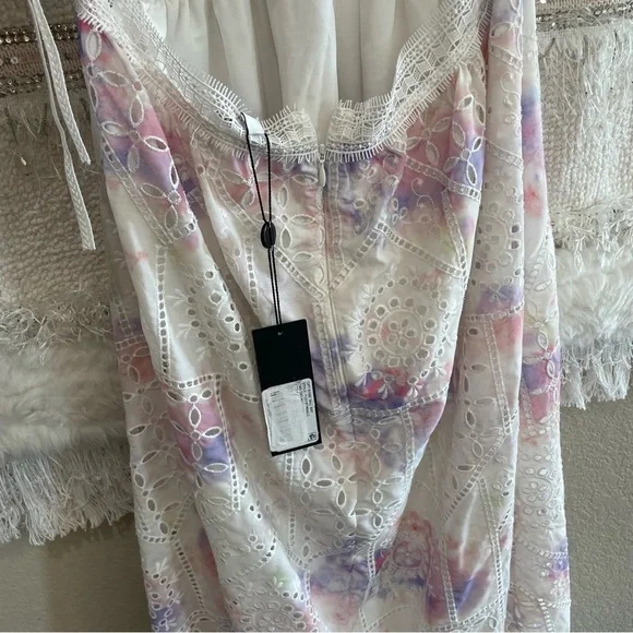 Gianni Bini Delaney Embroidered Eyelet Halter Tie Dye Dress - Picture 8 of 14